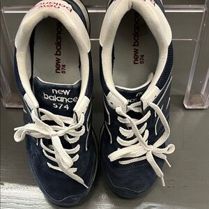 New Balance 574 Dark Blue and White Sneakers